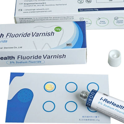 Verniz pegajoso branco do dente do fluoreto da cera 22600ppm com escova fluorescente
